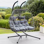 Ightham - Double Egg Chair in Dark Grey on Grey