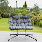 Ightham - Double Egg Chair in Dark Grey on Grey
