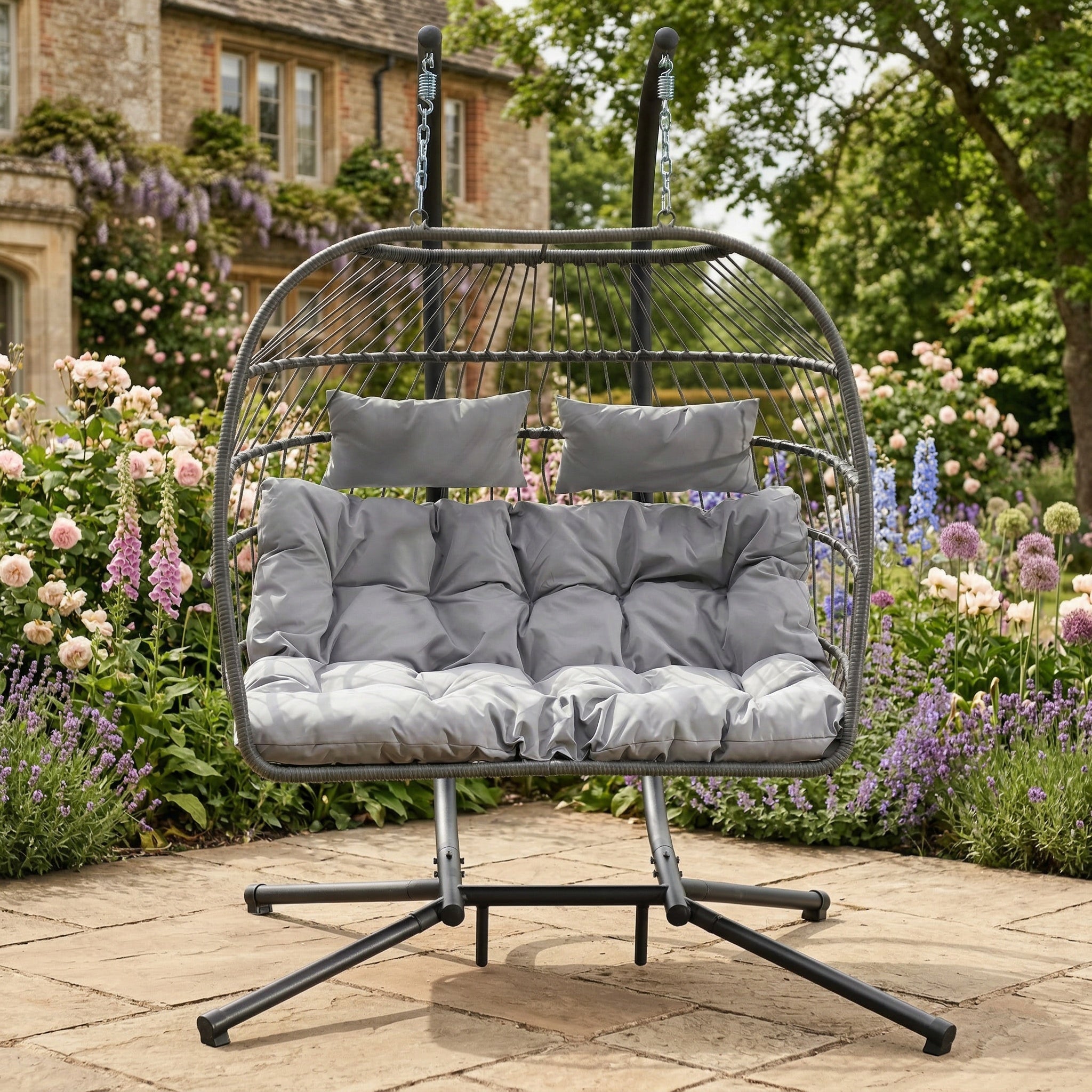Ightham - Double Egg Chair in Light Grey on Grey