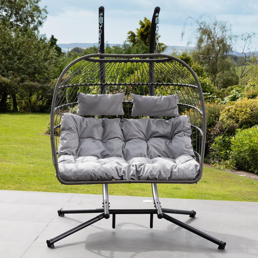 Ightham - Double Egg Chair in Light Grey on Grey