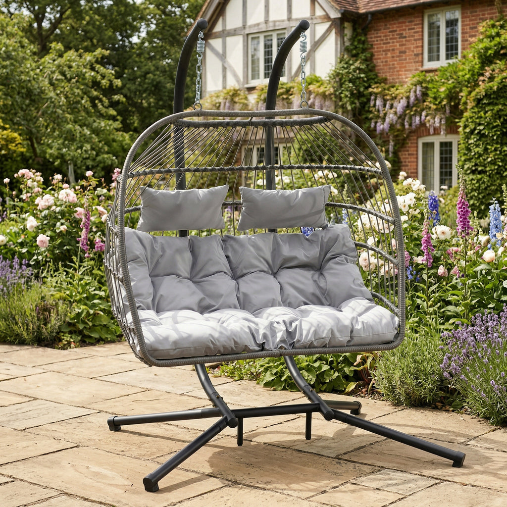 Ightham - Double Egg Chair in Light Grey on Grey
