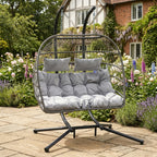 Ightham - Double Egg Chair in Light Grey on Grey