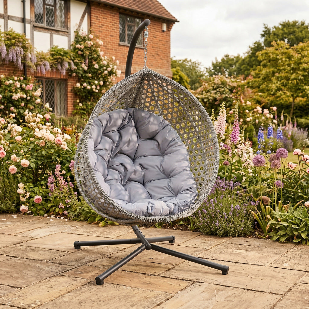 Lanhydrock - Single Egg Chair in Light Grey on Grey