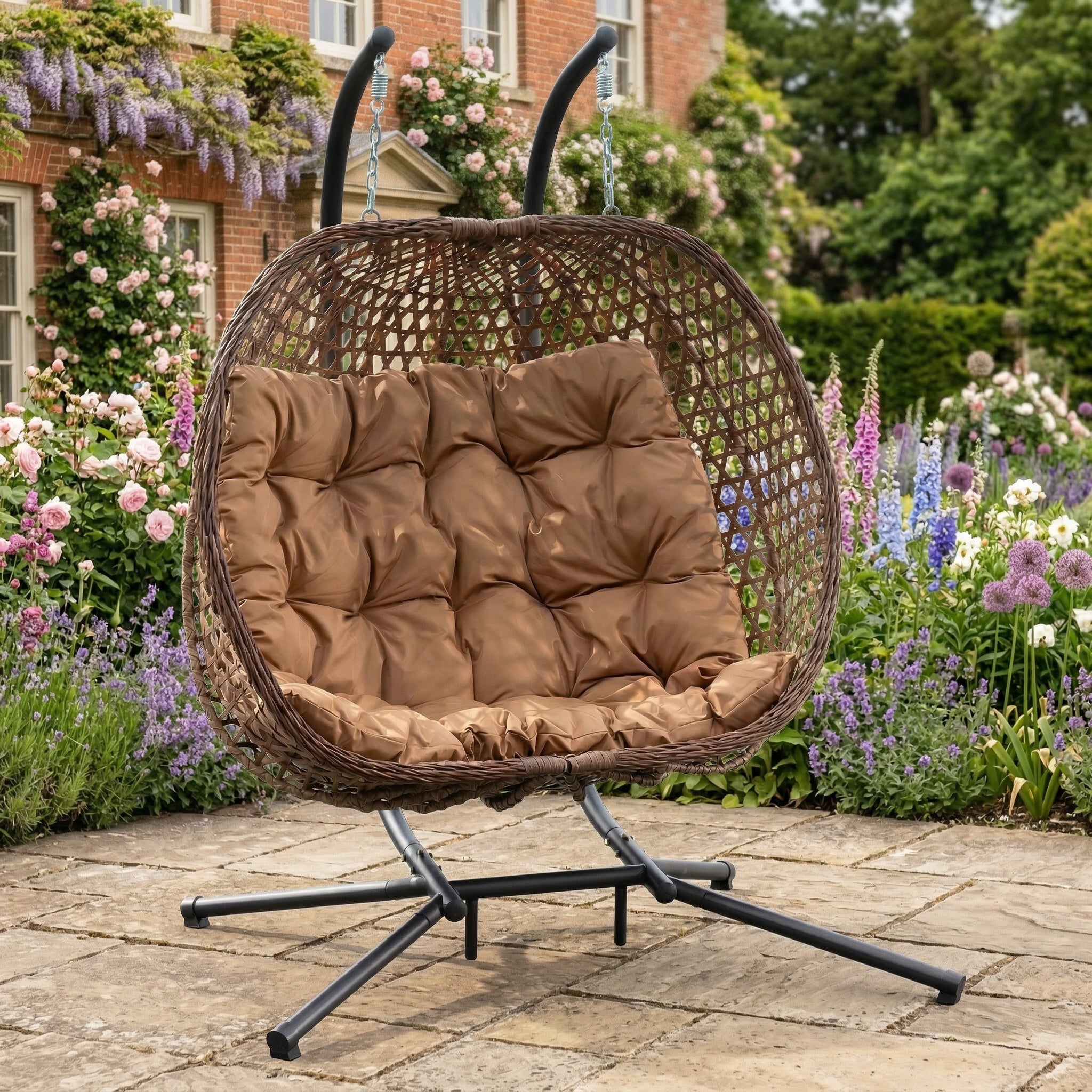 Knole - Double Egg Chair in Brown on Brown