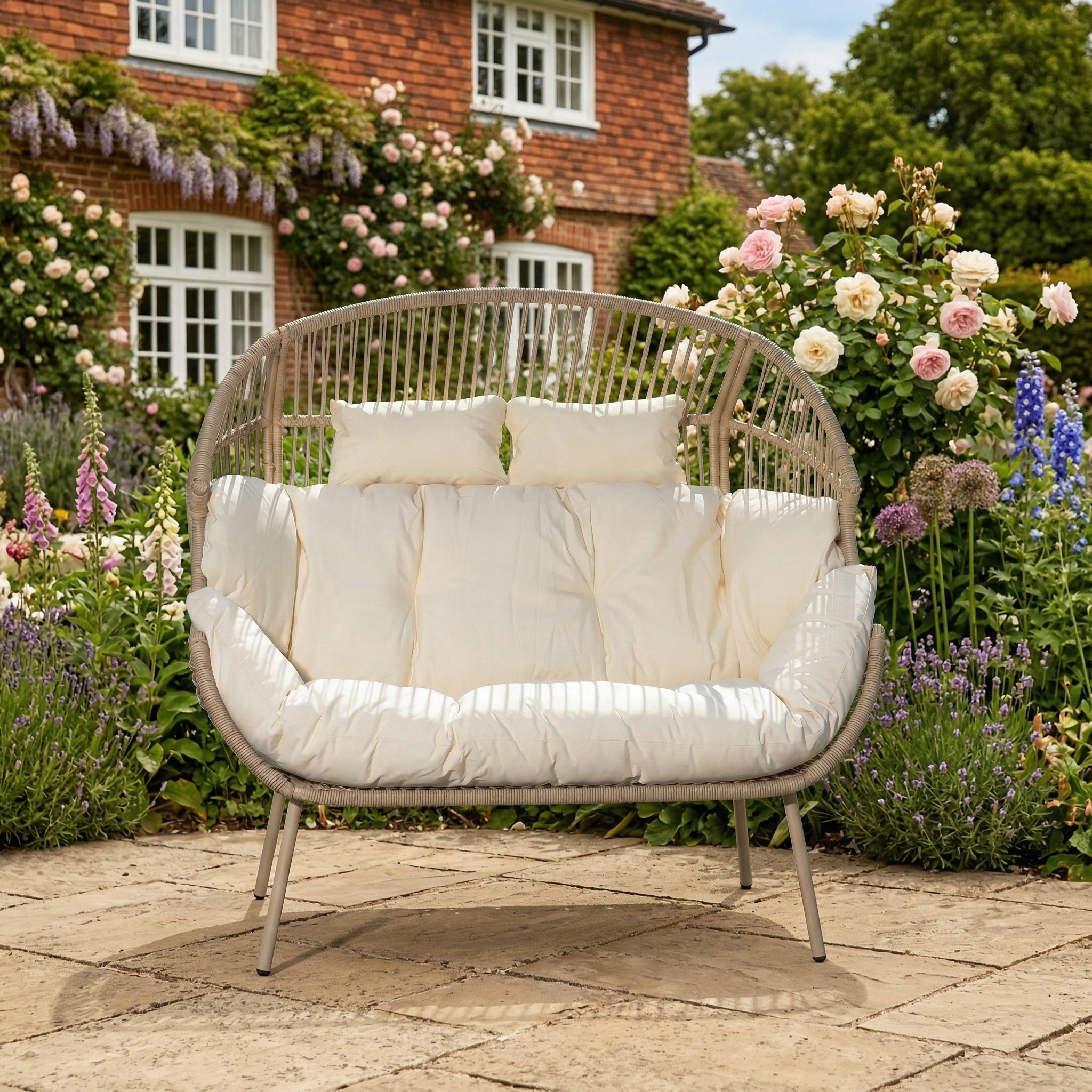 Chartwell - 2 Seat Standing Egg Chair in Cream on Natural