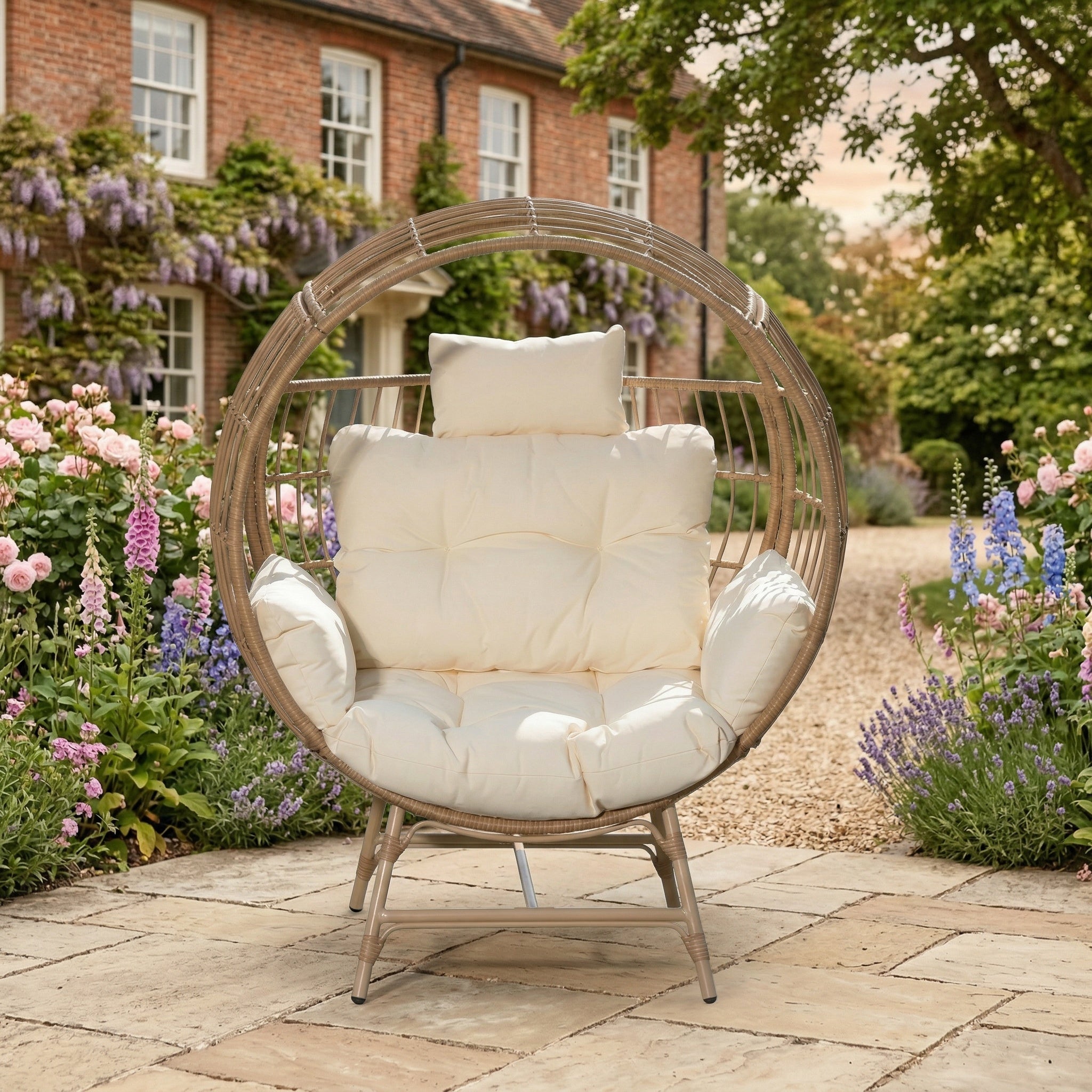 Tyntesfield - Round Standing Egg Chair in Cream