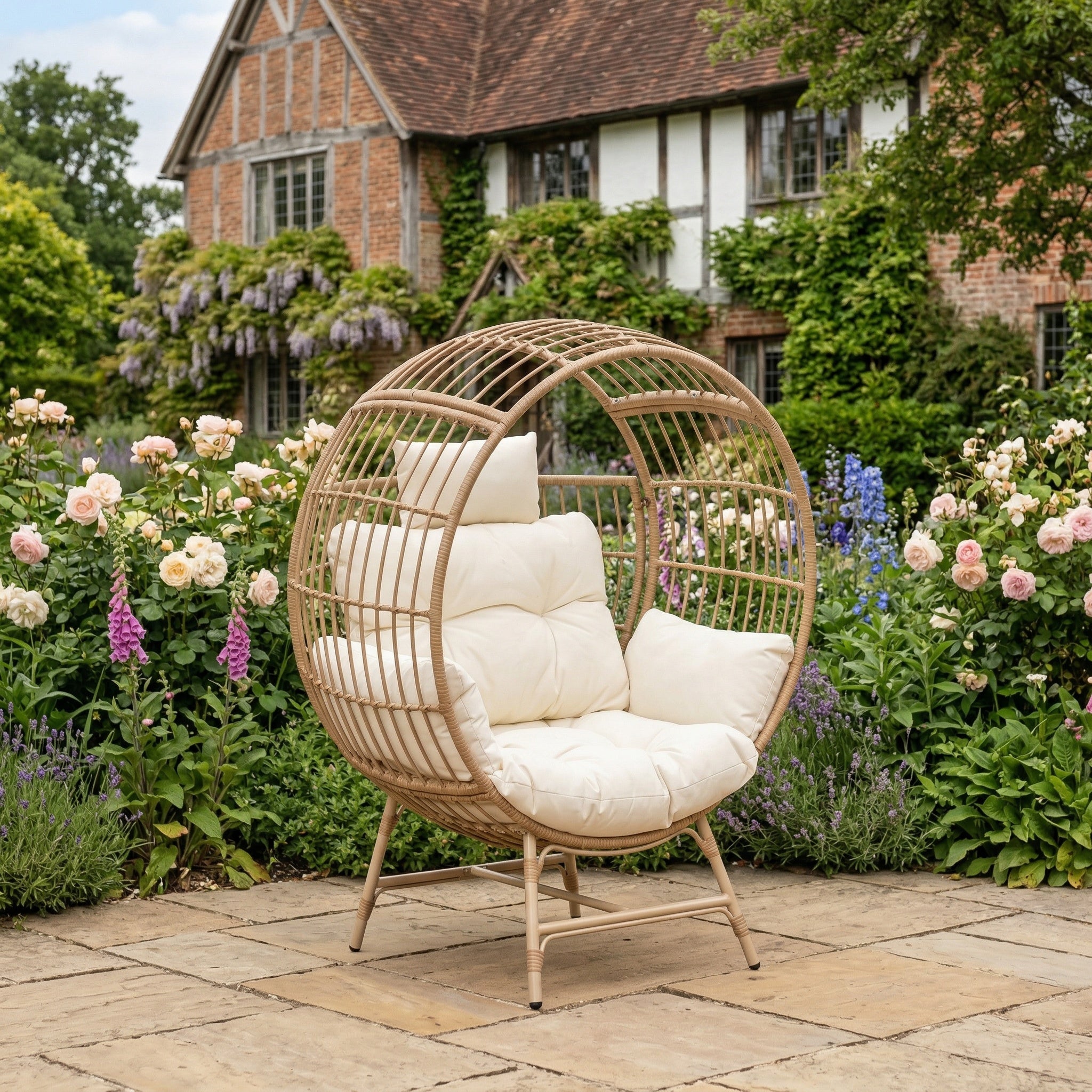 Tyntesfield - Round Standing Egg Chair in Cream