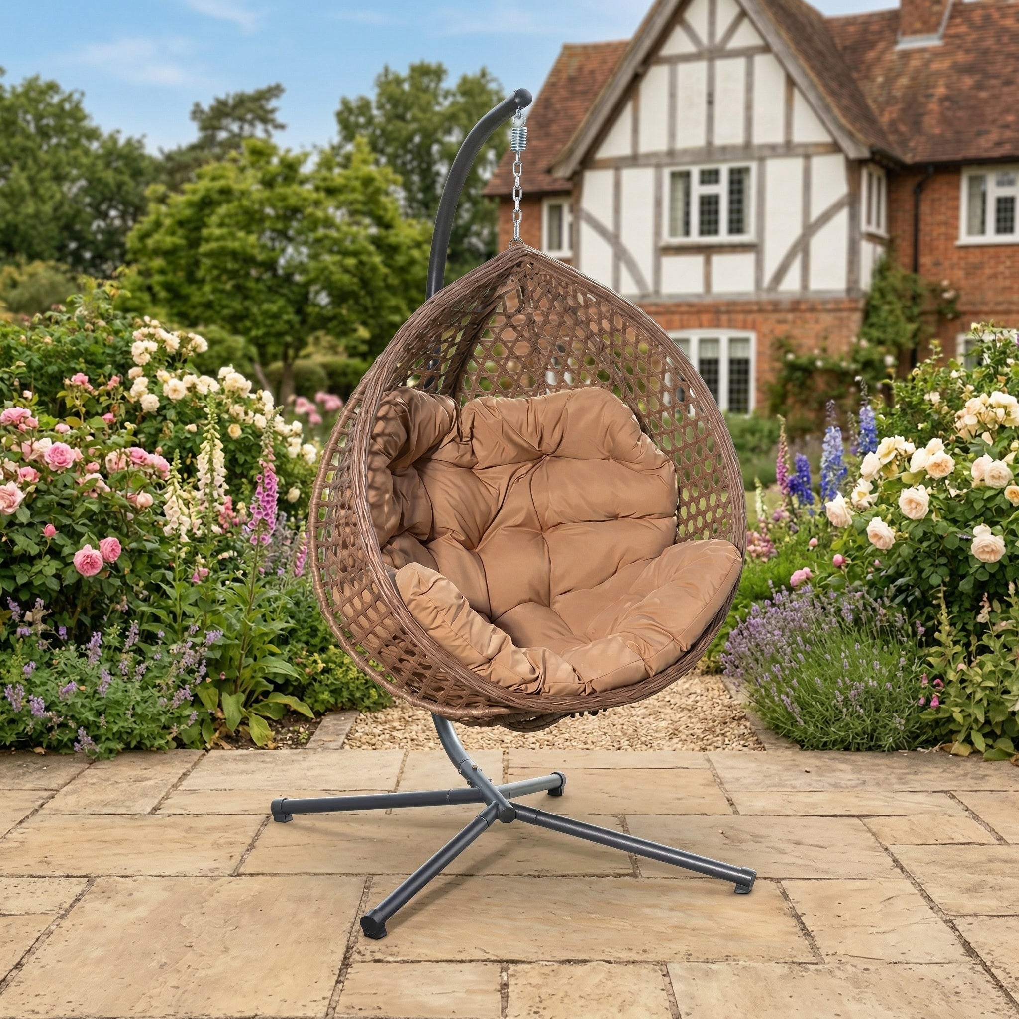 Lanhydrock - Single Egg Chair in Brown on Brown