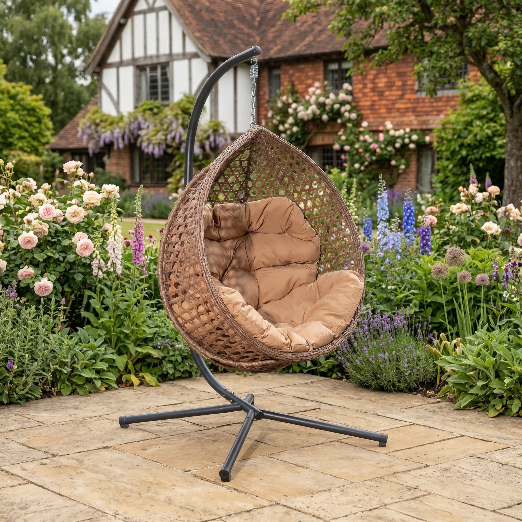Lanhydrock - Single Egg Chair in Brown on Brown