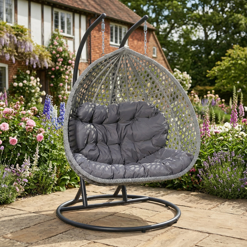 Bodiam - Double Egg Chair in Dark Grey on Grey