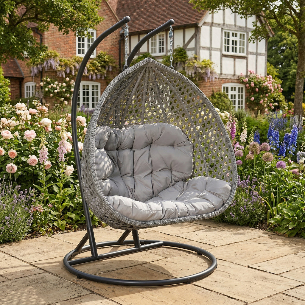Bodiam - Double Egg Chair in Light Grey on Grey