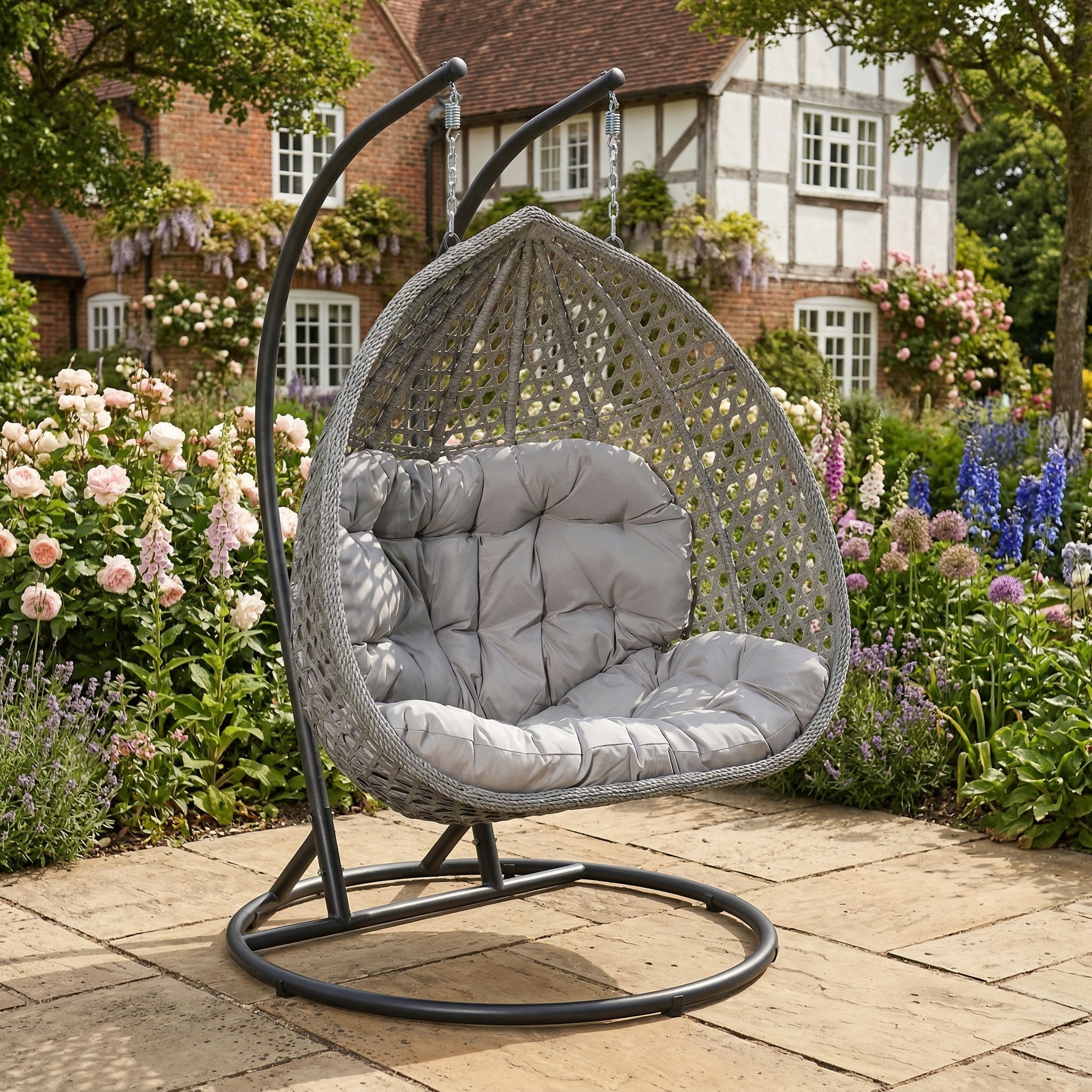 Bodiam - Double Egg Chair in Light Grey on Grey