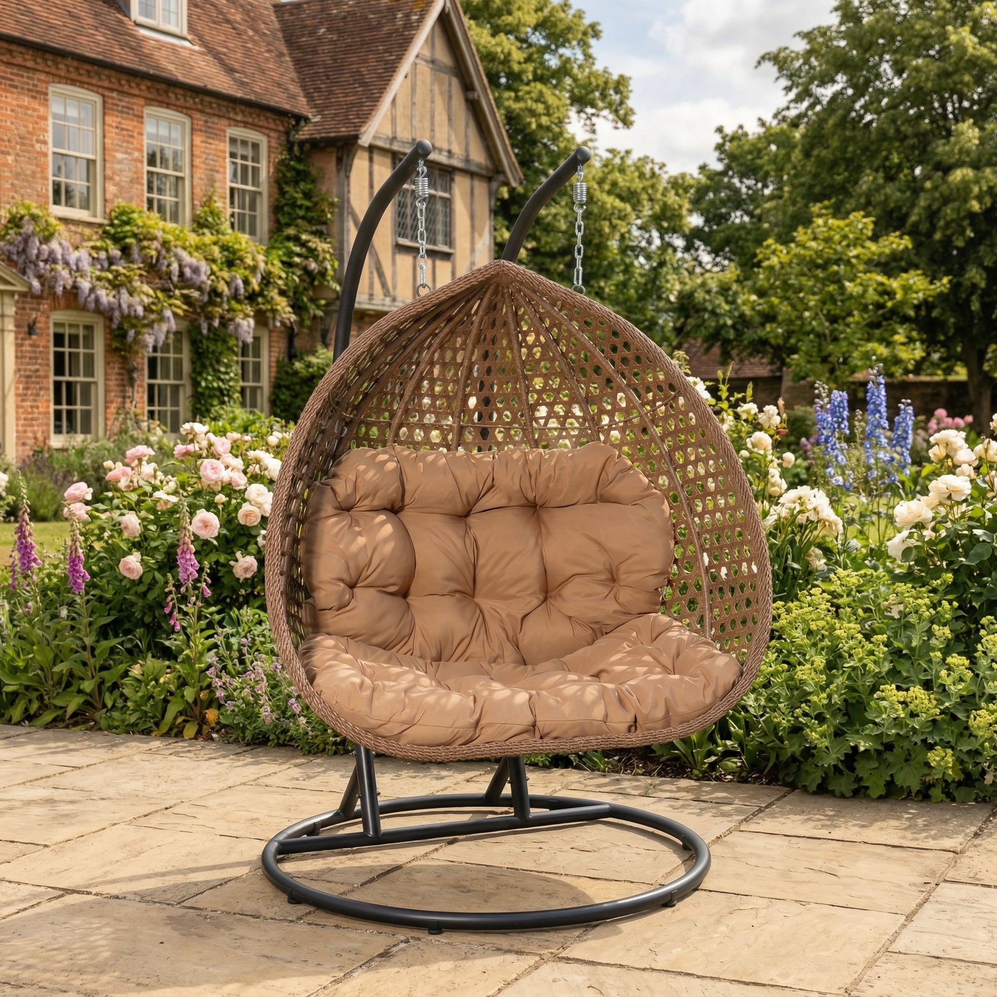 Bodiam - Double Egg Chair in Brown on Brown