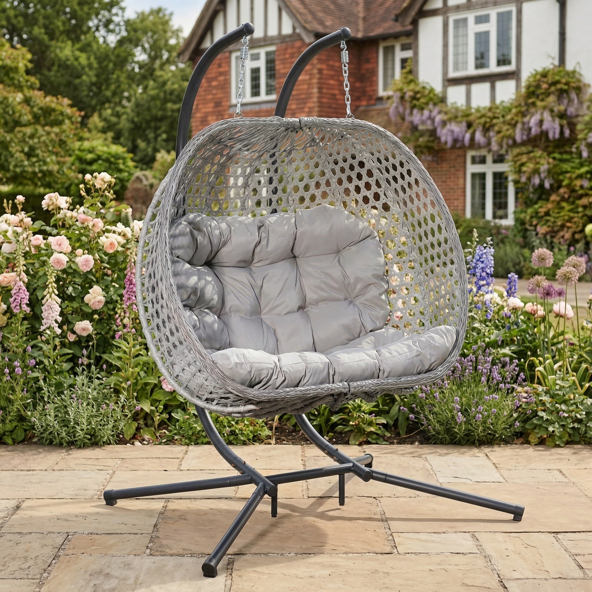 Knole - Double Egg Chair in Light Grey on Grey