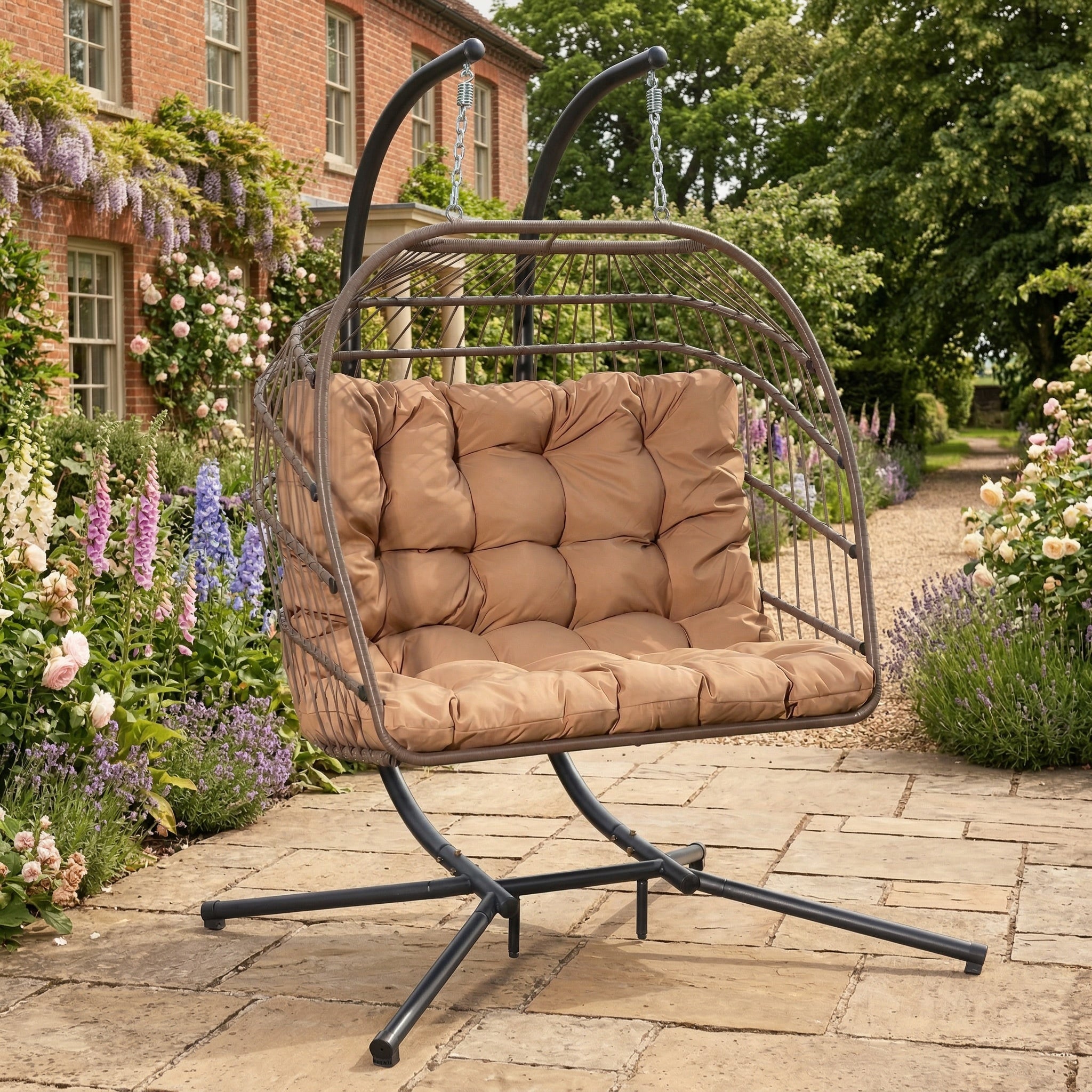 Ightham - Double Egg Chair in Brown on Brown