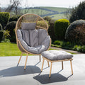 Cragside - Standing Egg Chair & Footstool in Grey on Natural
