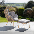 Cragside - Standing Egg Chair & Footstool in Grey on Natural