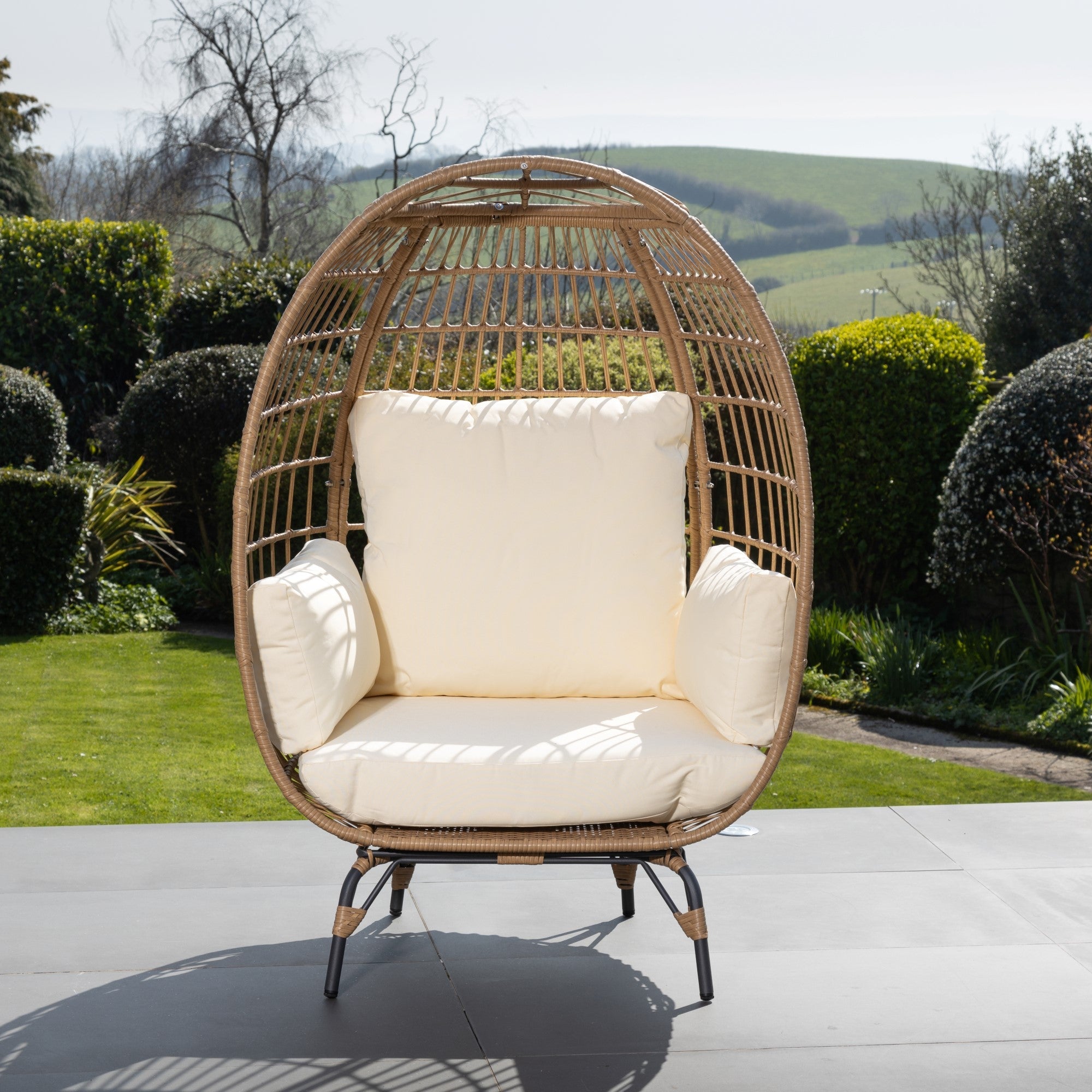 Waddesdon - Oval Standing Egg Chair in Cream