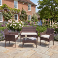 Berrington - 4-Seat Rattan Patio Set in Cream on Brown