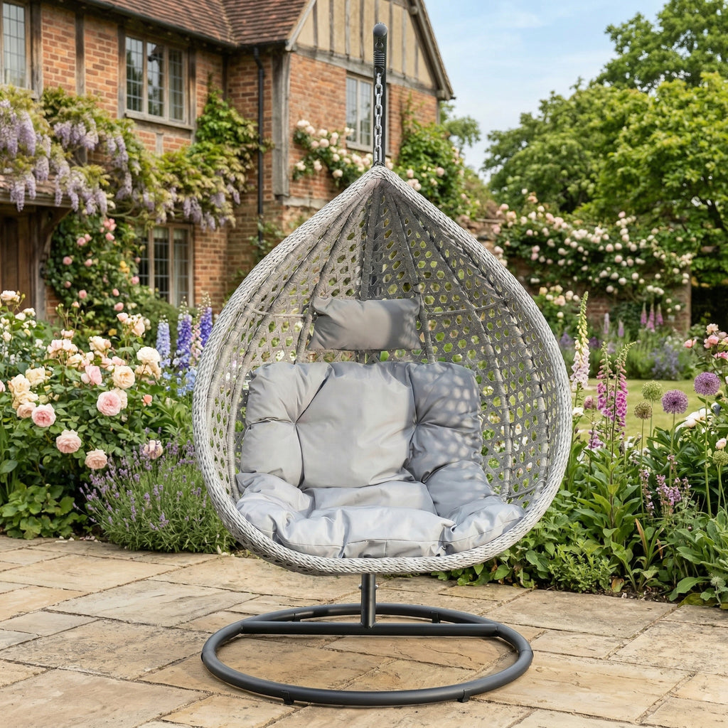 Saltram - Single Egg Chair in Light Grey on Grey