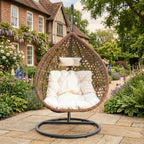 Saltram - Single Egg Chair in Cream on Brown