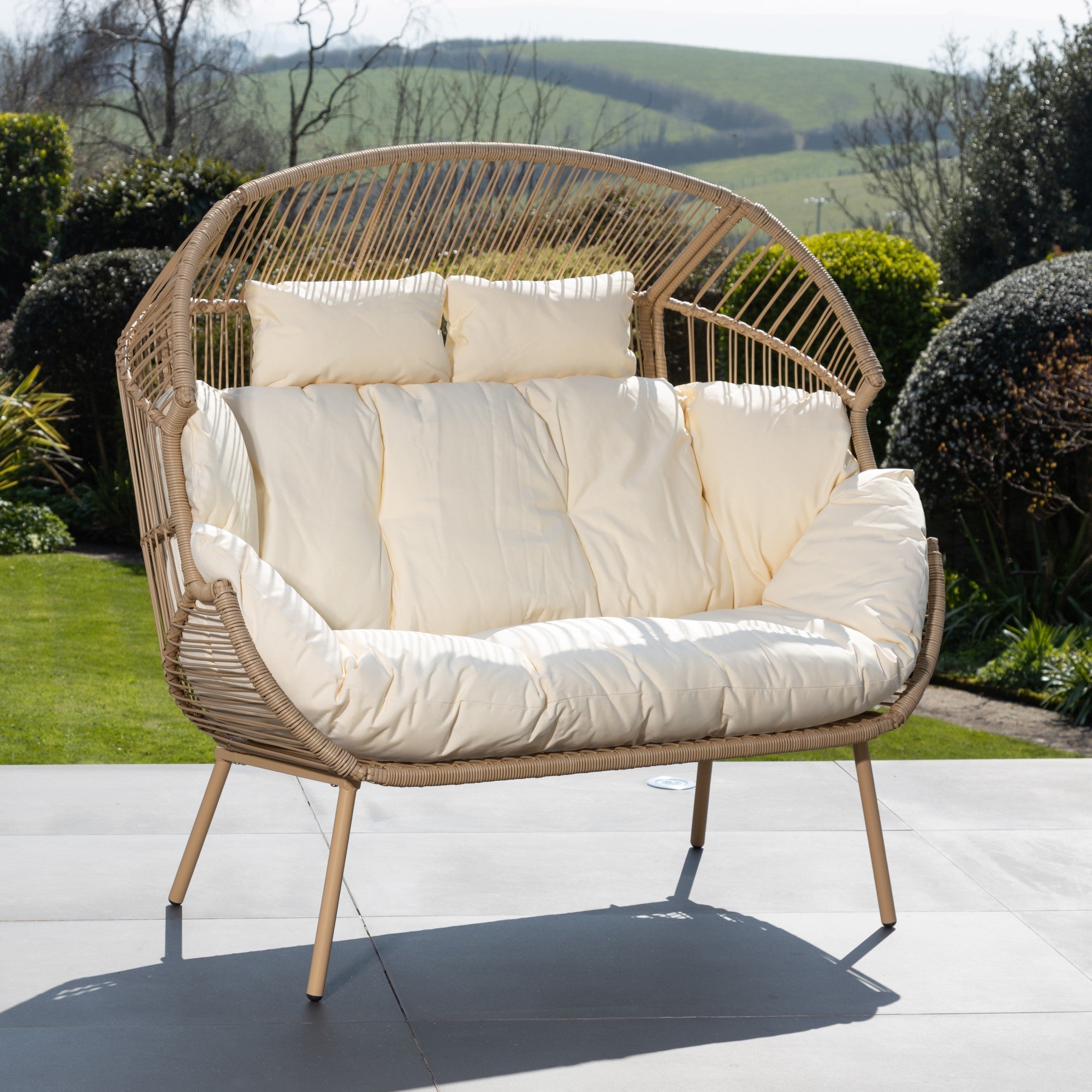 Chartwell - 2 Seat Standing Egg Chair in Cream on Natural