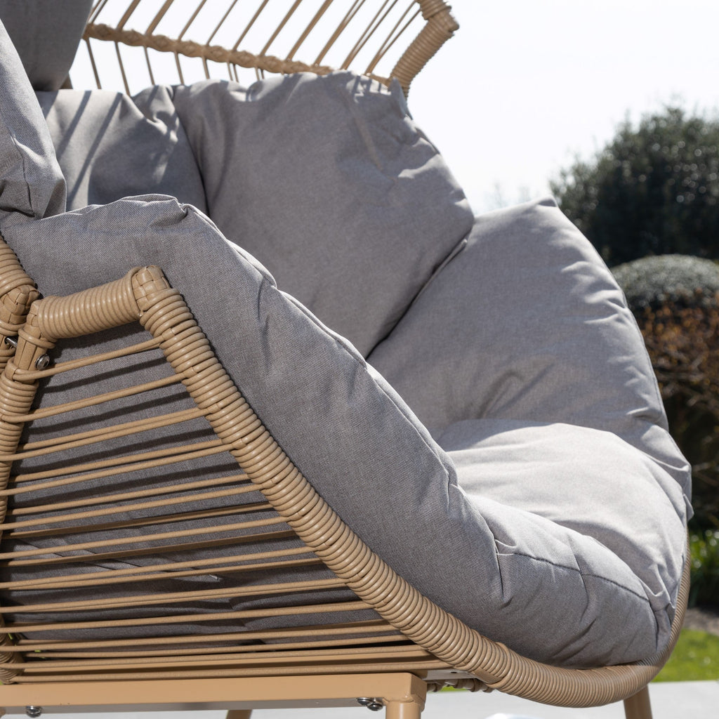 Cragside - Standing Egg Chair & Footstool in Grey on Natural