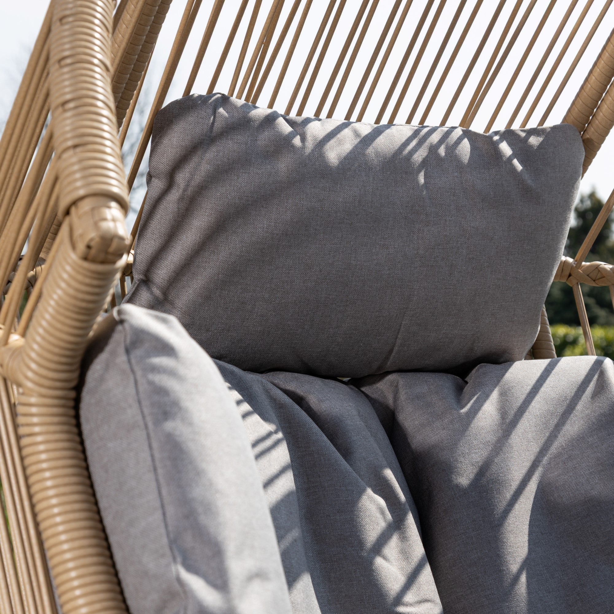 Cragside - Standing Egg Chair & Footstool in Grey on Natural