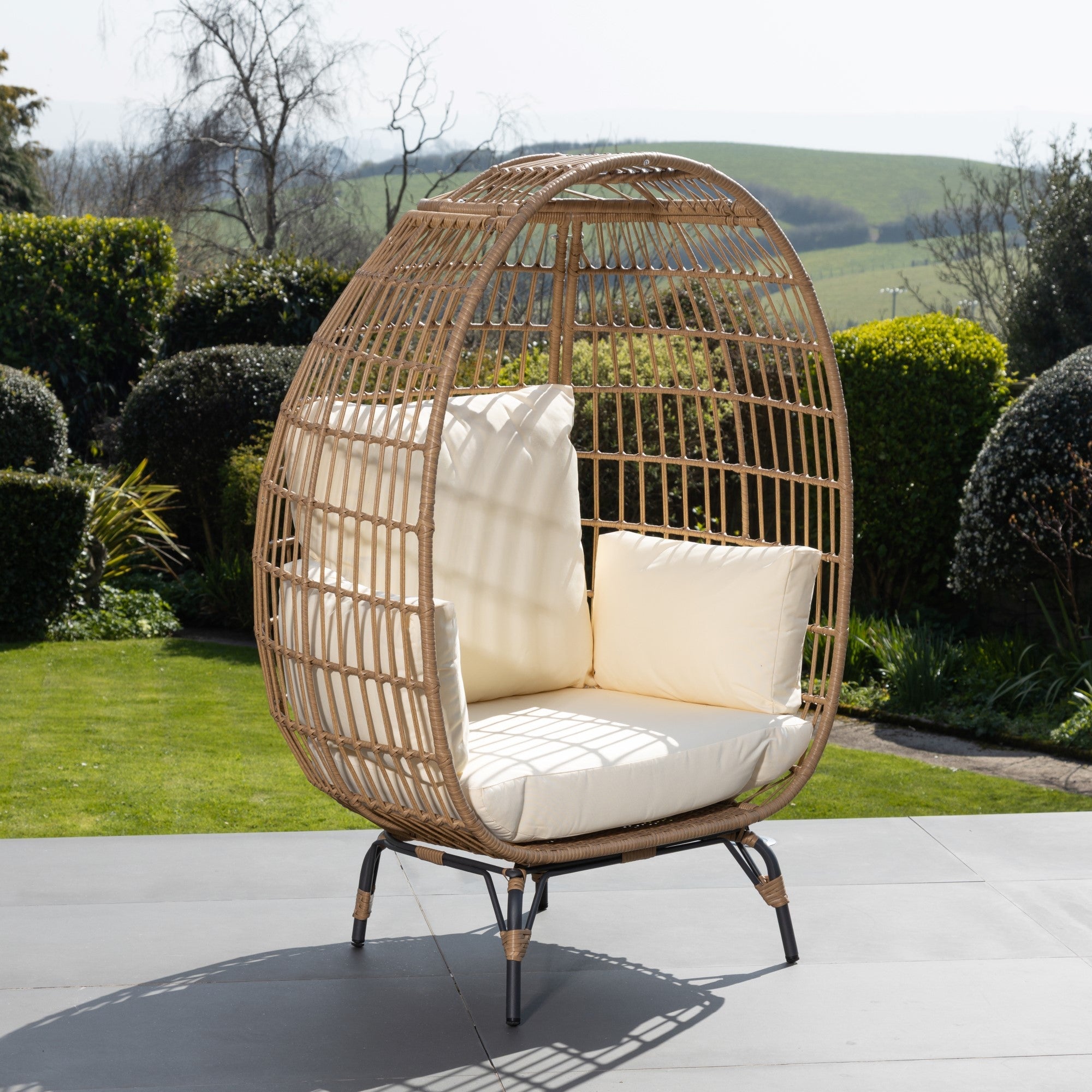 Waddesdon - Oval Standing Egg Chair in Cream