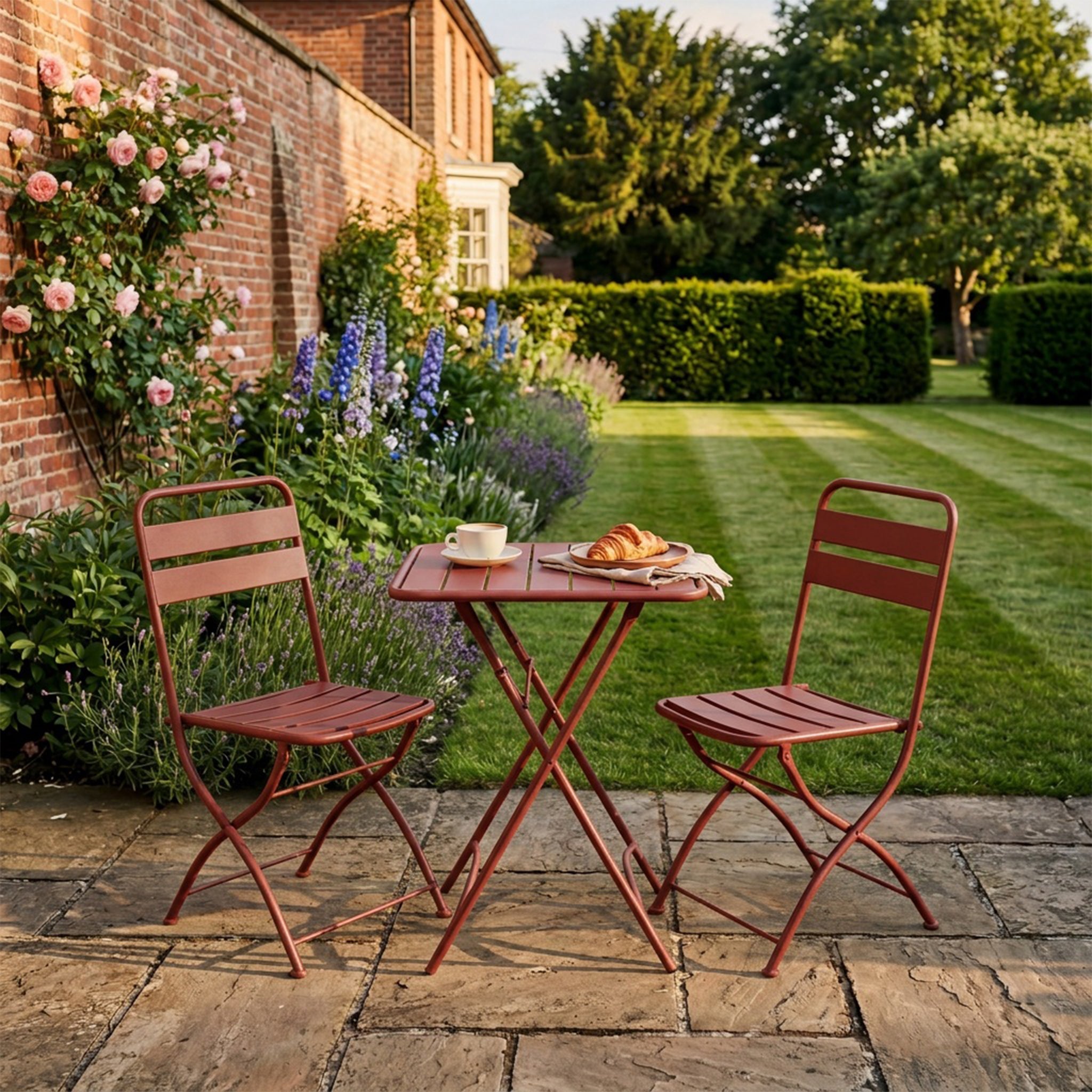Hidcote - Folding Patio Set in Terracotta Red