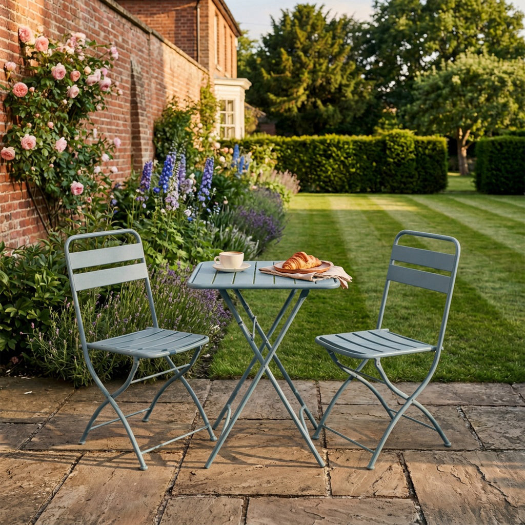Hidcote - Folding Patio Set in Light Blue