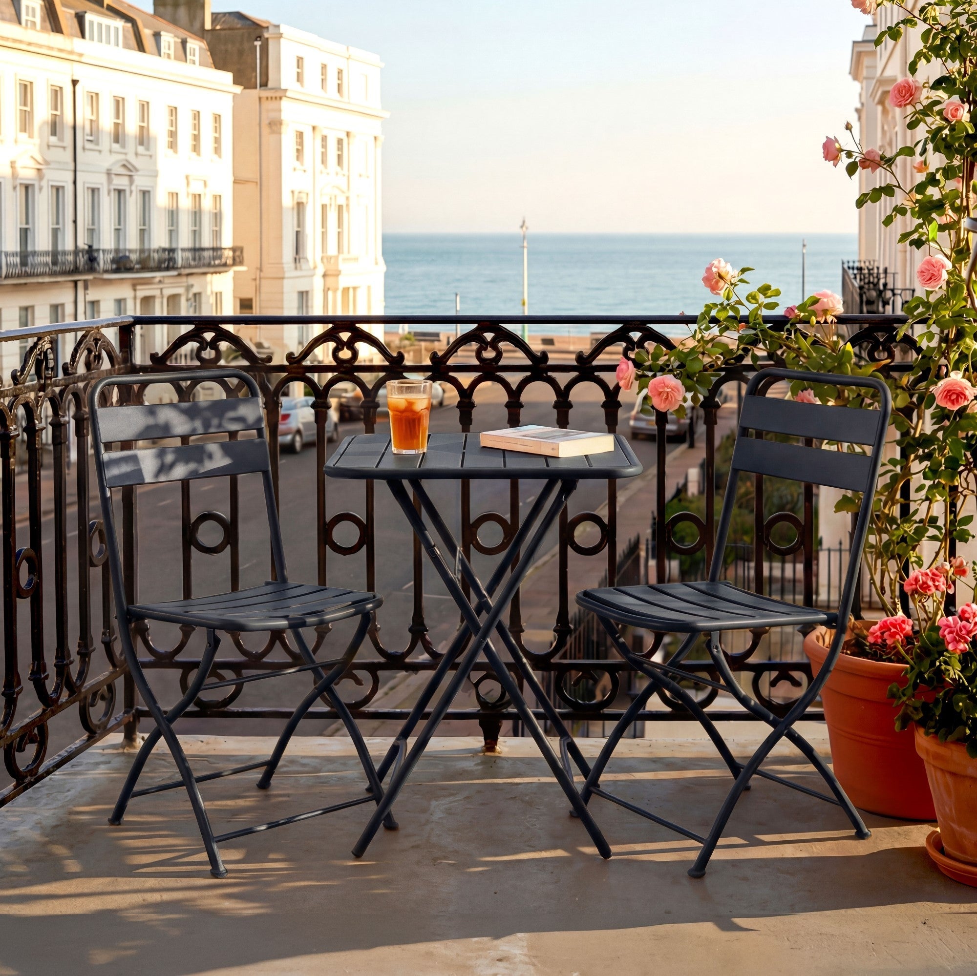 Hidcote - Folding Patio Set in Black