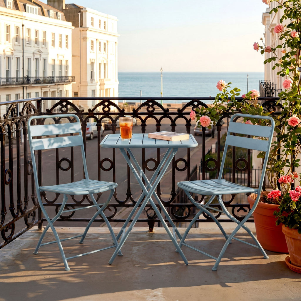 Hidcote - Folding Patio Set in Light Blue