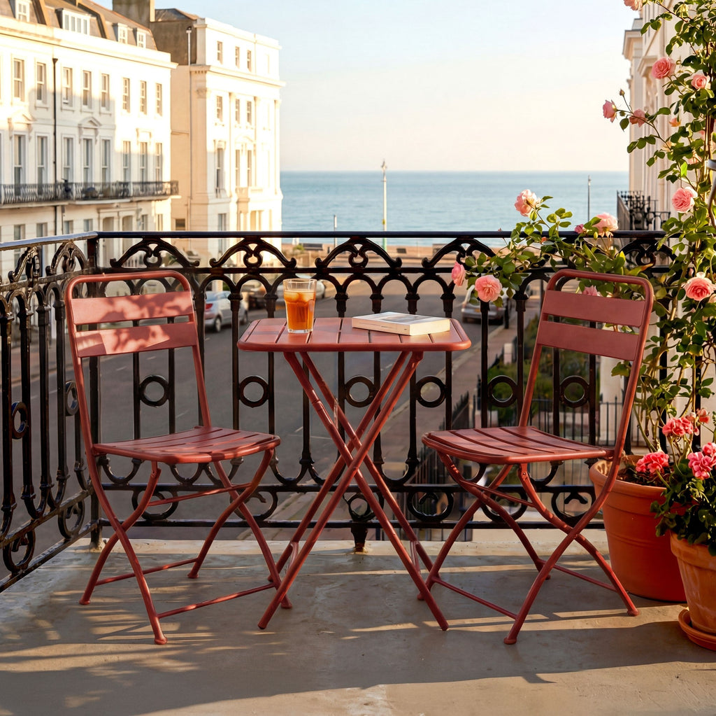 Hidcote - Folding Patio Set in Terracotta Red