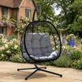 Calke - Single Egg Chair in Light Grey on Black