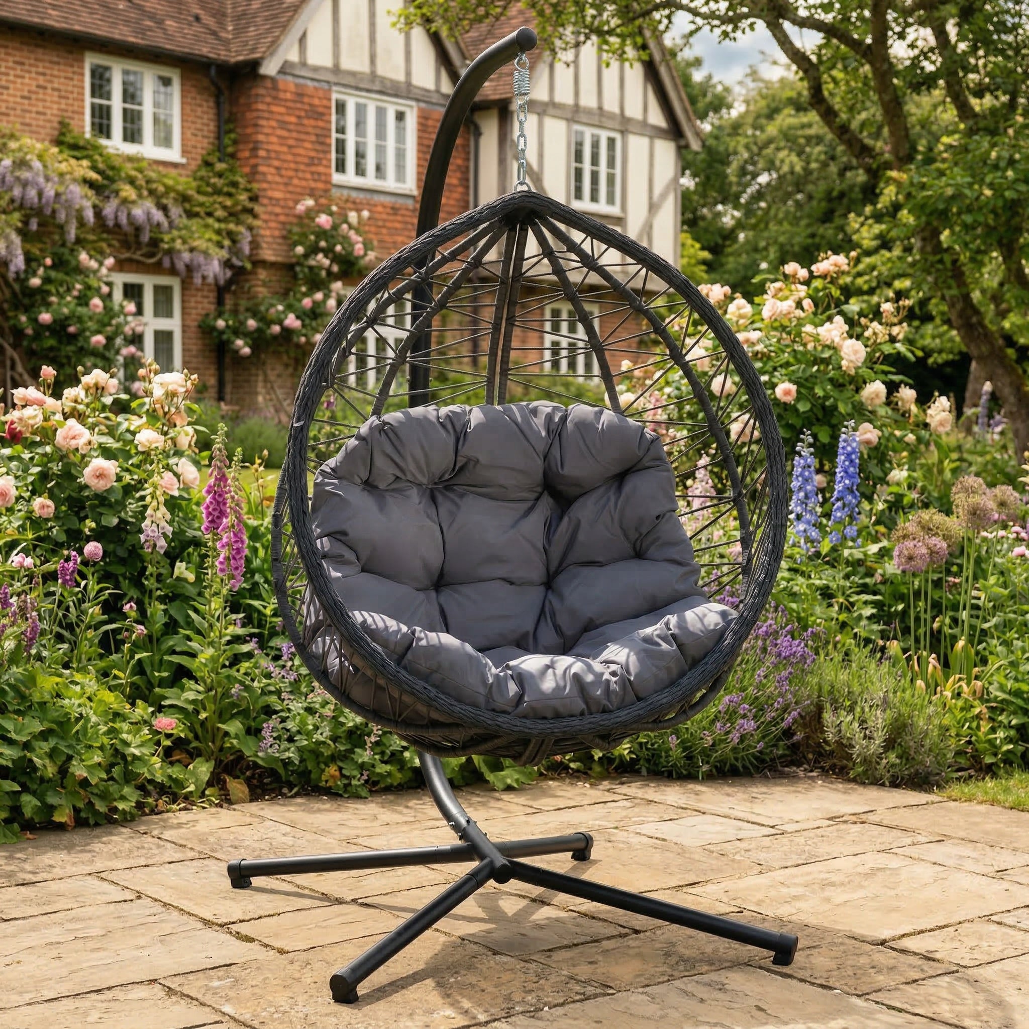 Dunham - Single Egg Chair in Dark Grey on Grey