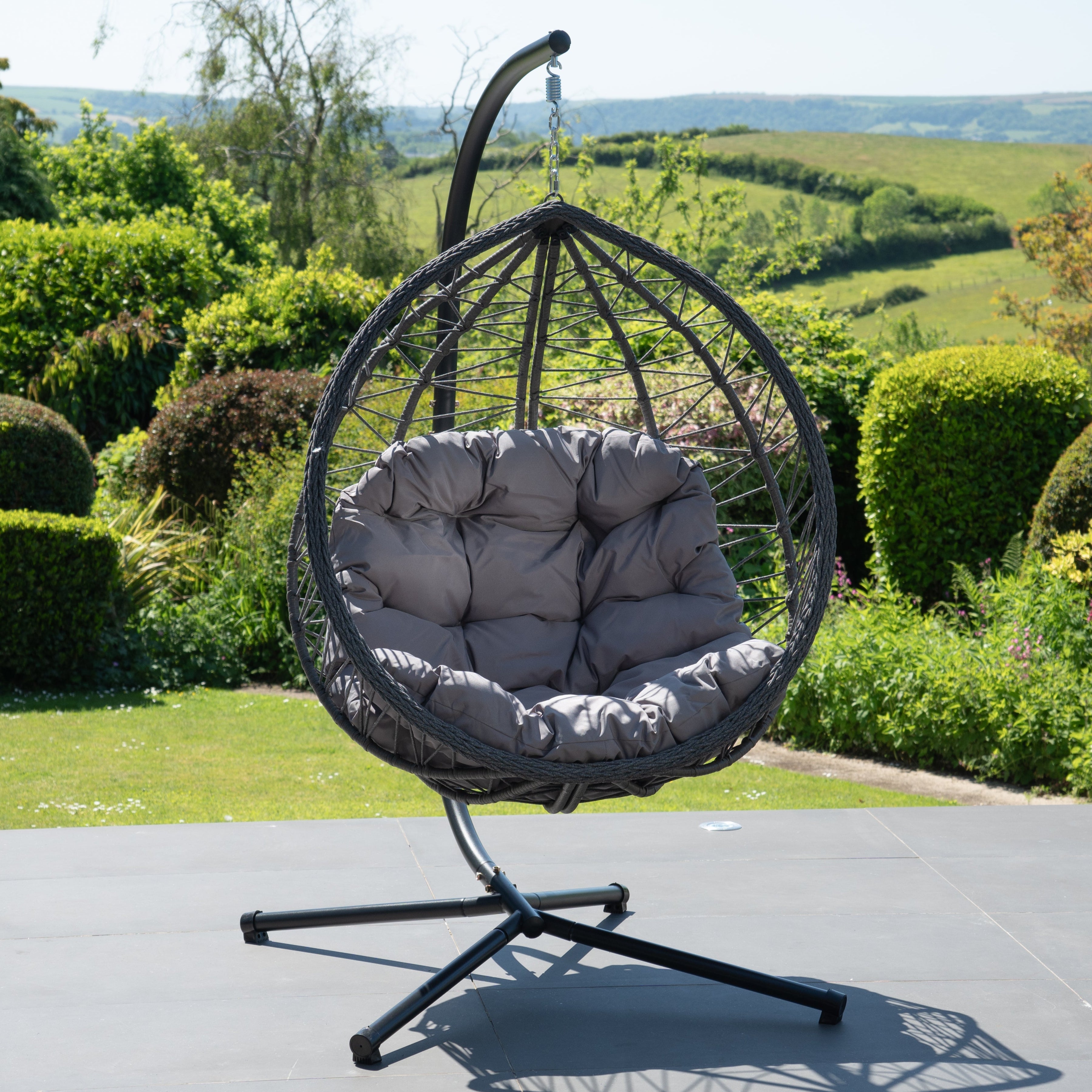 Dunham - Single Egg Chair in Dark Grey on Grey