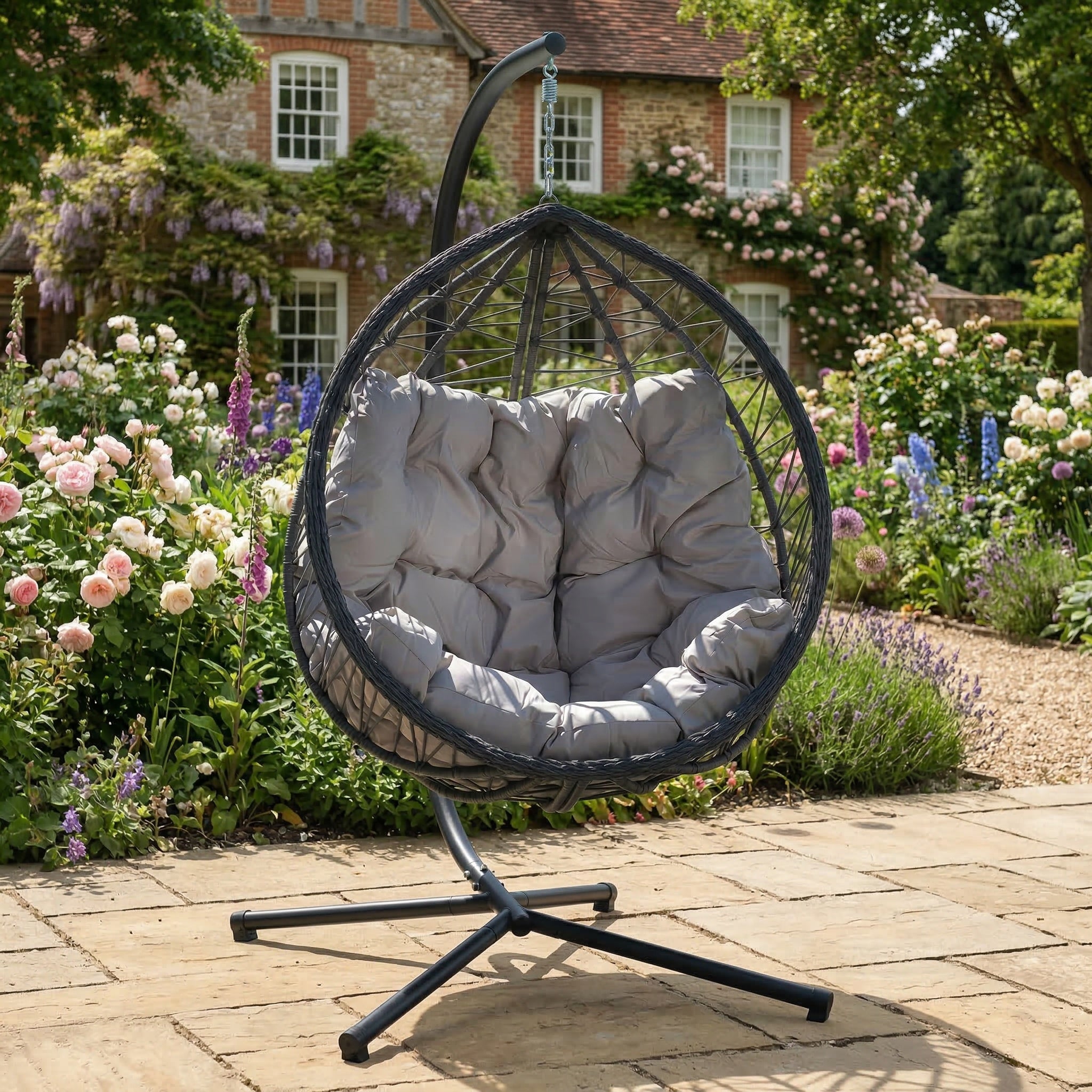 Dunham - Single Egg Chair in Light Grey on Grey