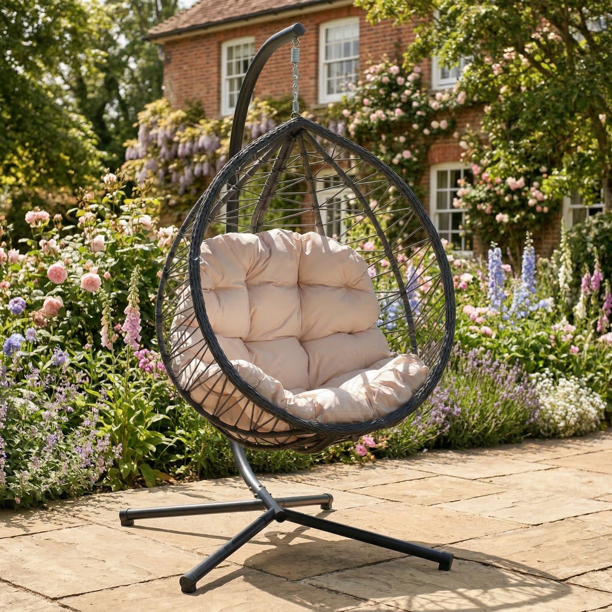 Dunham - Single Egg Chair in Cream on Grey