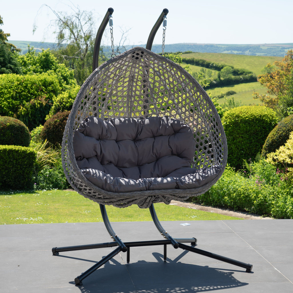 Petworth - Double Egg Chair in Dark Grey on Grey