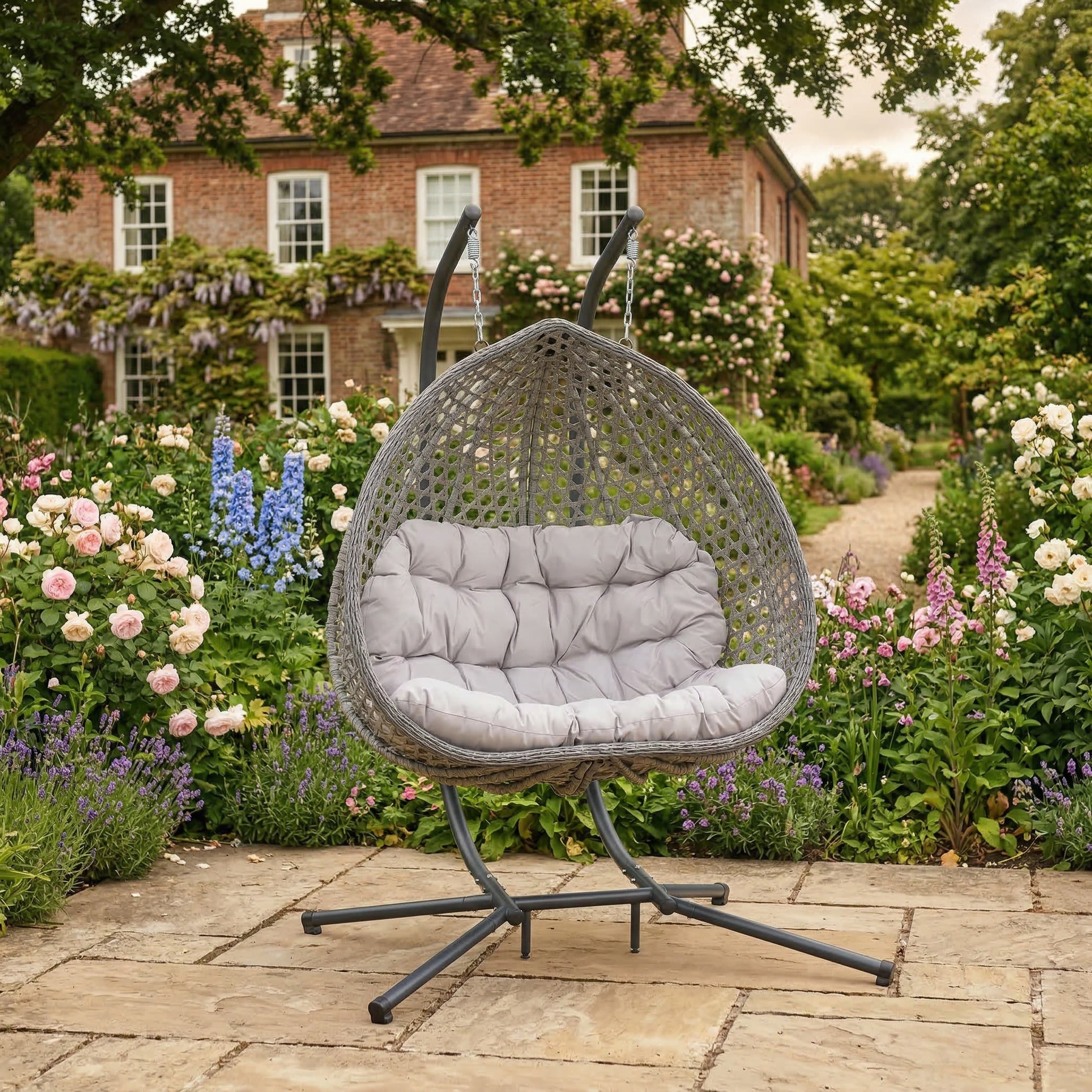 Petworth - Double Egg Chair in Light Grey on Grey