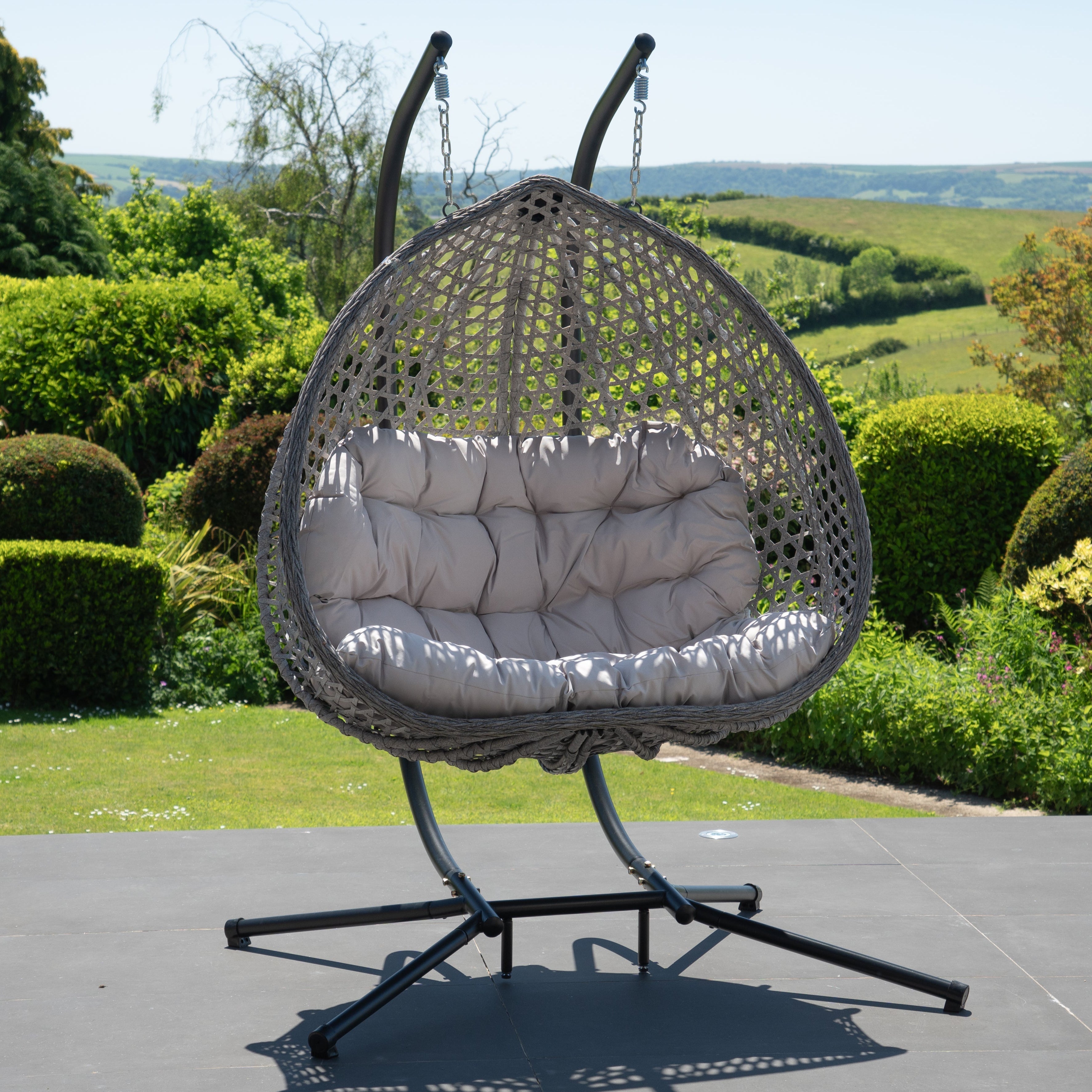 Petworth - Double Egg Chair in Light Grey on Grey