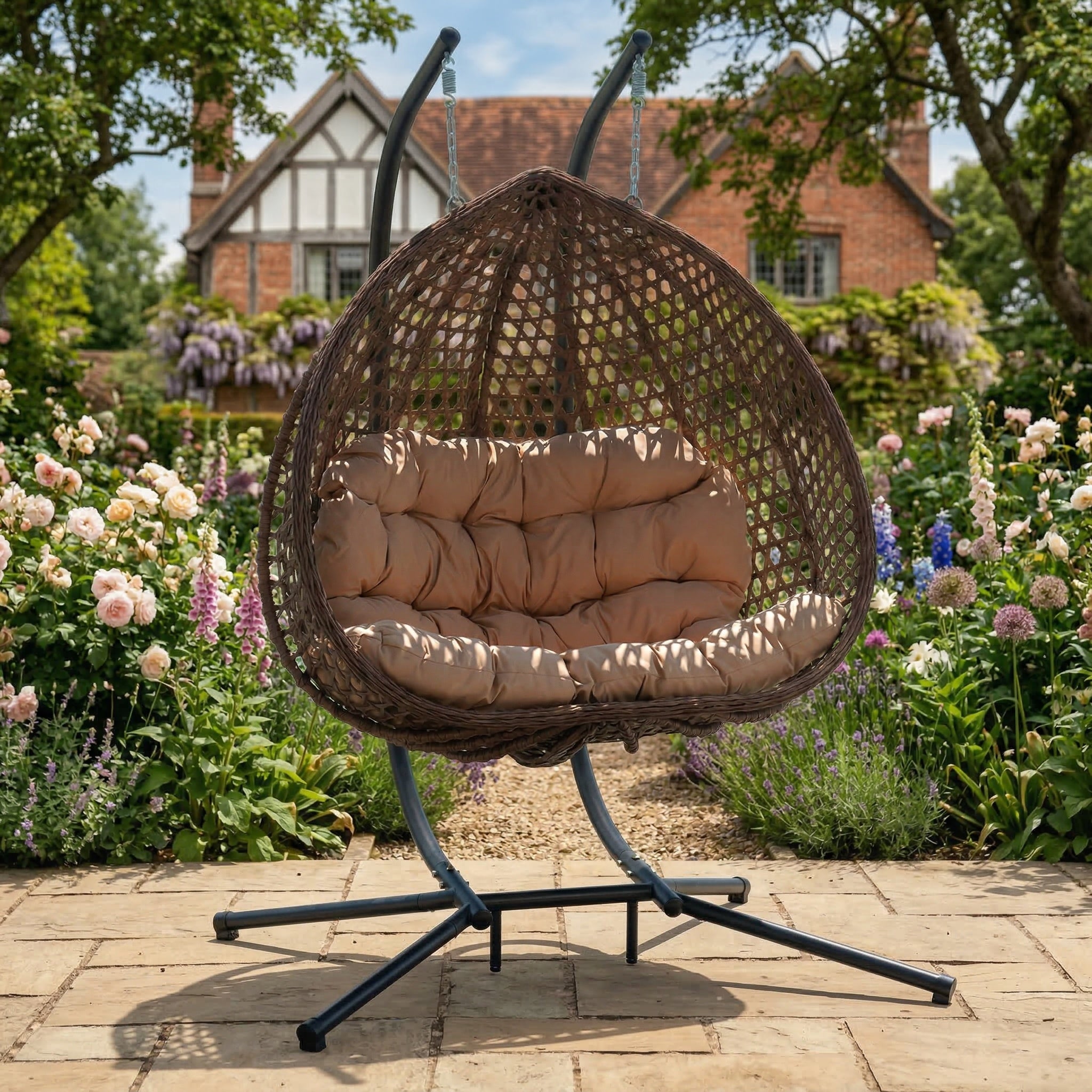 Petworth - Double Egg Chair in Brown on Brown
