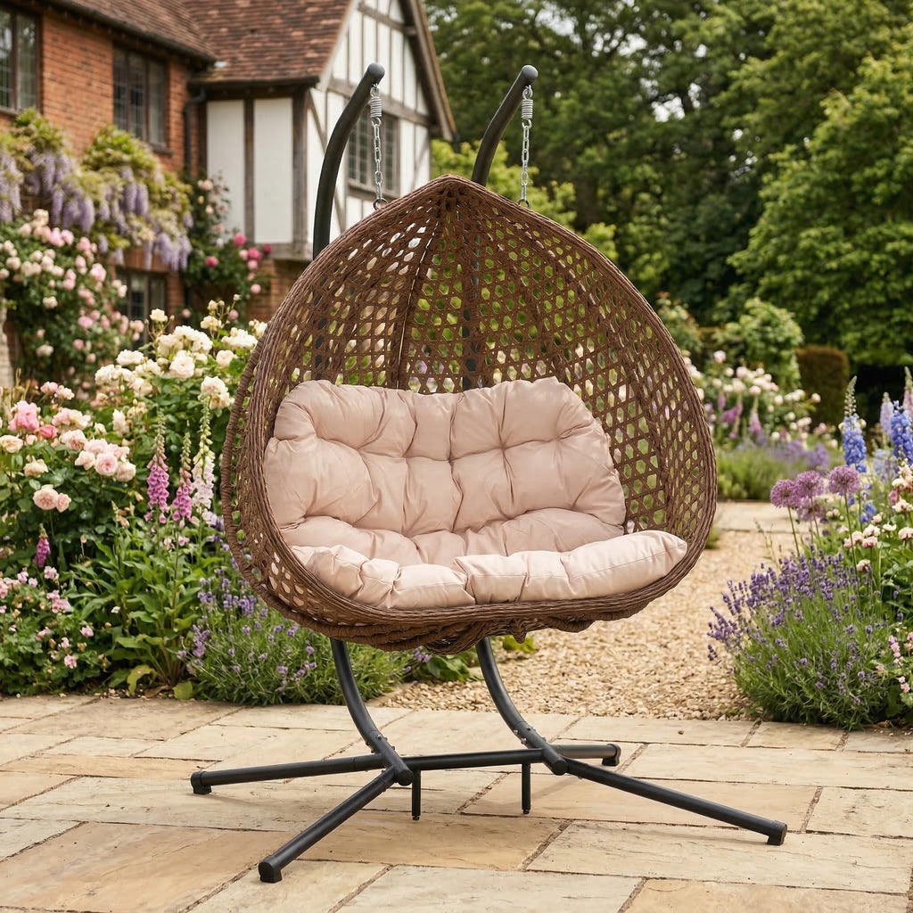 Petworth - Double Egg Chair in Cream on Brown