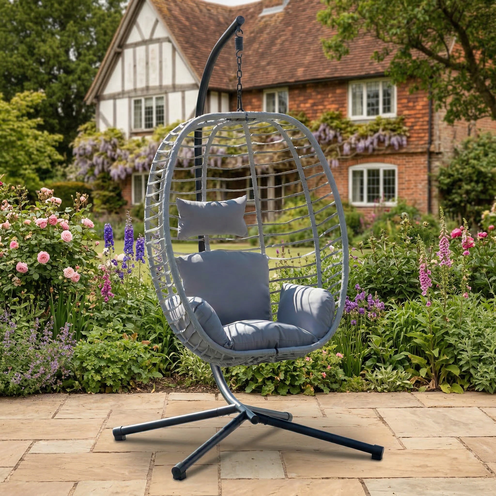Cotehele - Single Egg Chair in Light Grey on Grey