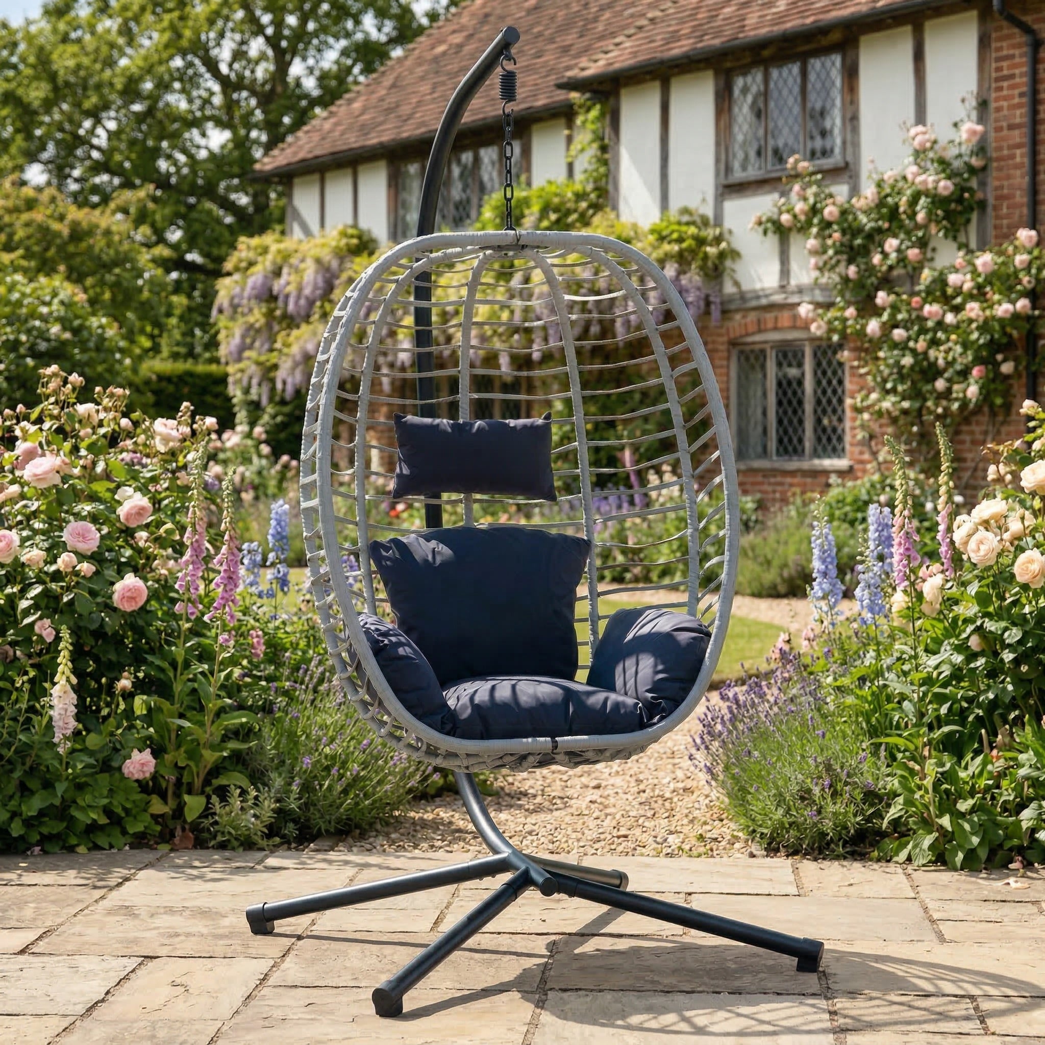 Cotehele - Single Egg Chair in Dark Grey on Grey