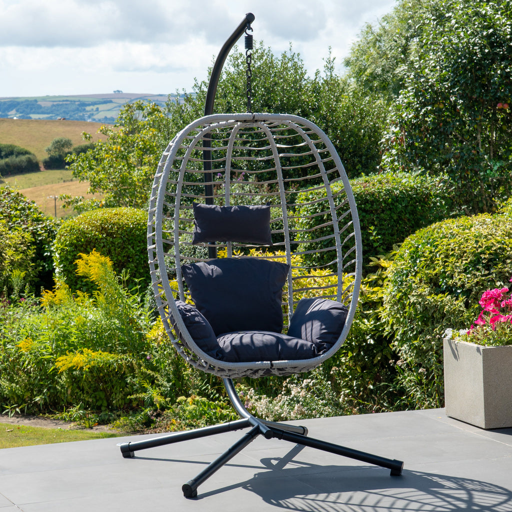 Cotehele - Single Egg Chair in Dark Grey on Grey