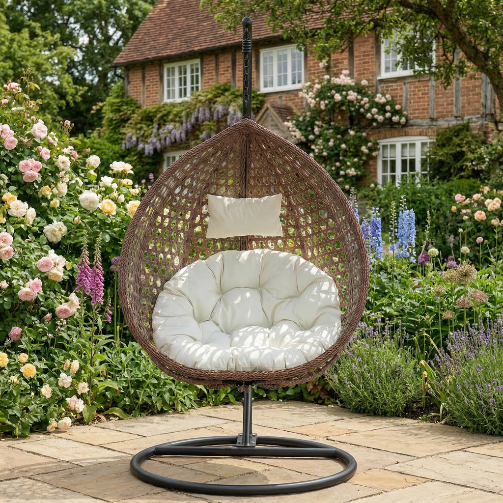 Attingham - Single Egg Chair in Cream on Brown