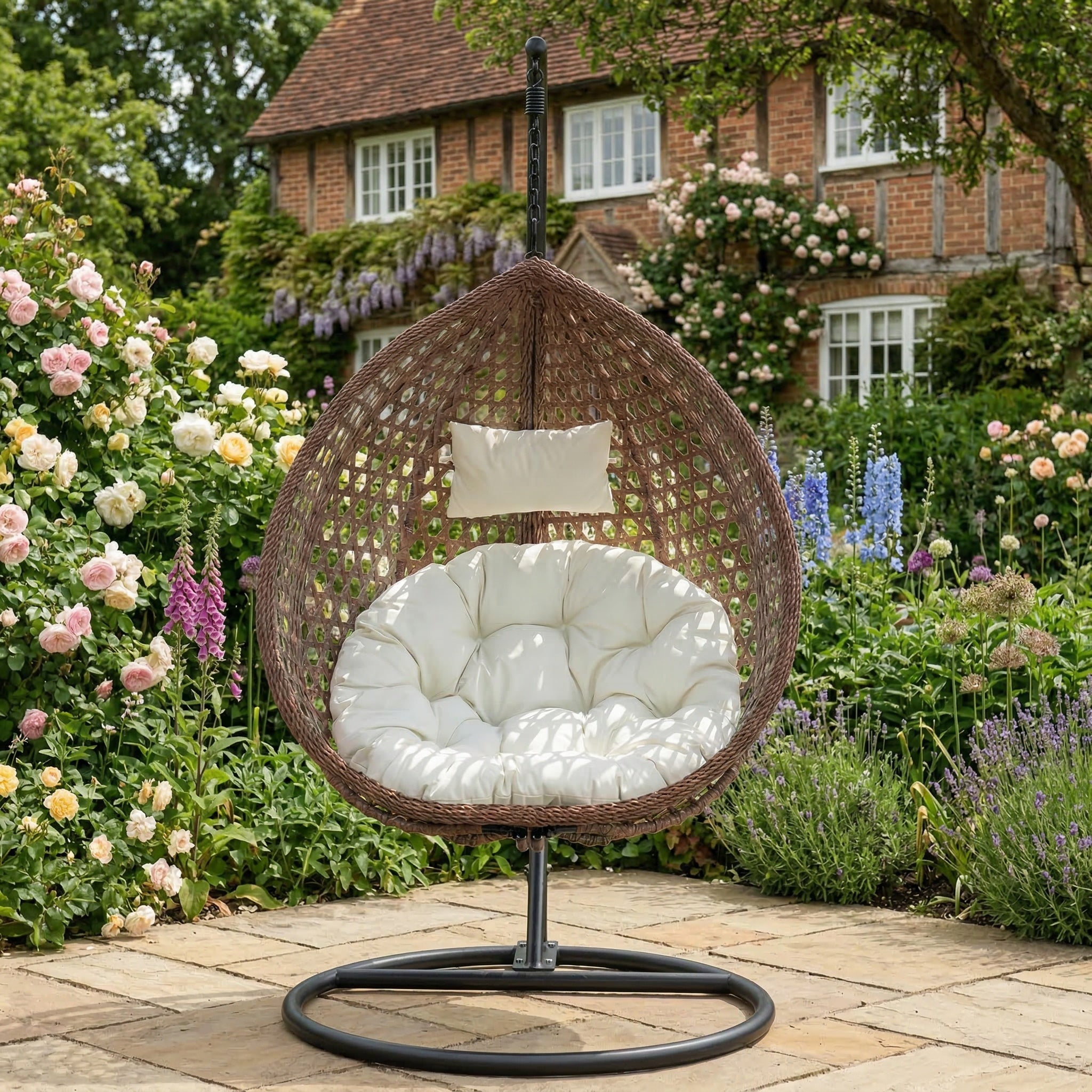 Attingham - Single Egg Chair in Cream on Brown