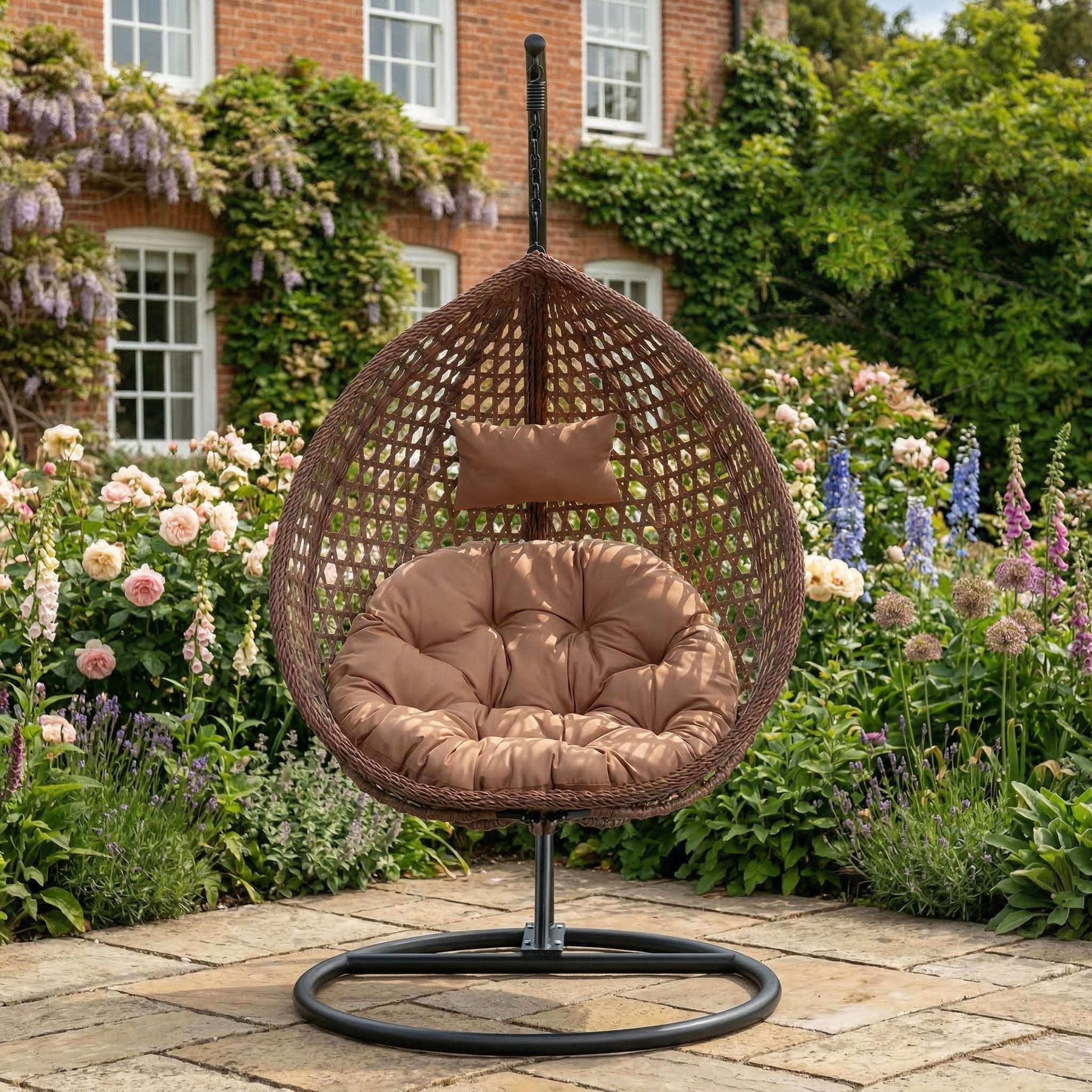 Attingham - Single Egg Chair in Brown on Brown